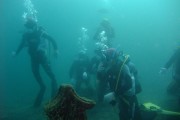 大瀬崎の水中神社で安全潜水祈願